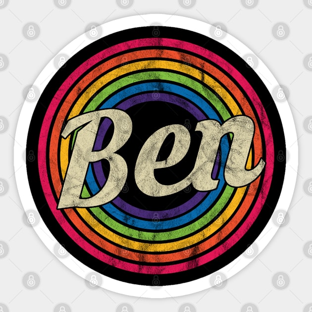 Ben - Retro Rainbow Faded-Style Sticker by MaydenArt